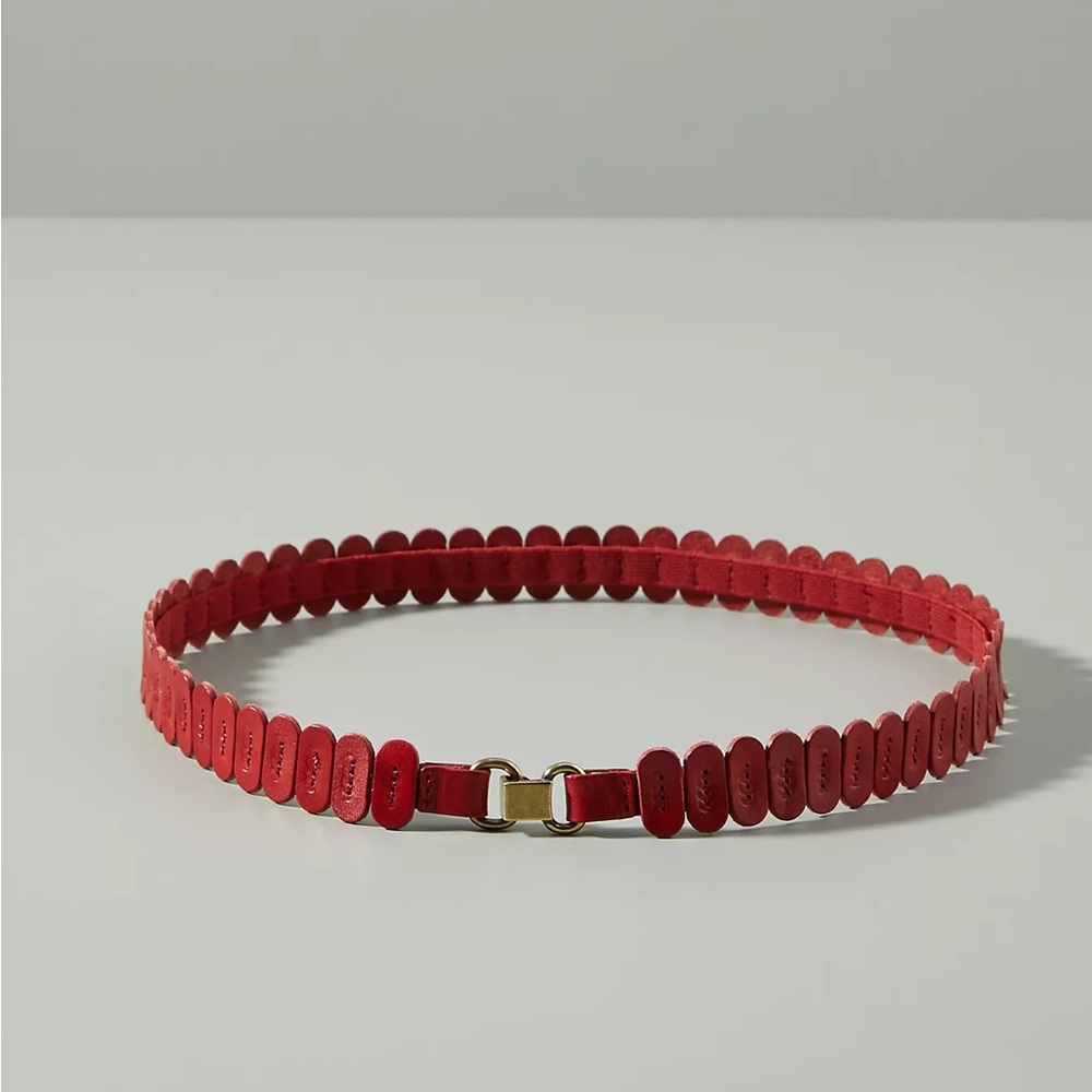 NWT Anthropologie Imported Leather Tabitha Belt in Red Size Small 28"L